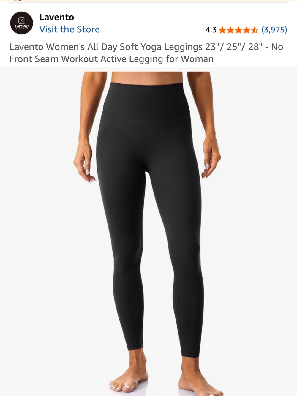 NWT Lavento Black leggings, 23 in., Sz 4. Description in photos. $27 on Amazon